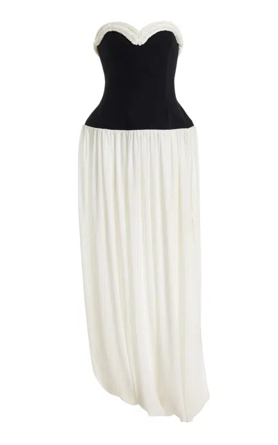 Simkhai Augusta Two-tone Bustier Midi Dress In Ivory