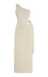 Simkhai Aurelia Asymmetric Cutout Cotton-silk Midi Dress In Ivory