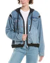 Simkhai Womens Malibu Multi Austin Panelled Hooded Denim Jacket In Blue