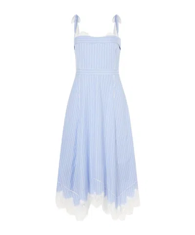Simkhai Avaleigh Lace-trimmed Striped Cotton-poplin Midi Dress In Multi