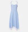 Simkhai Avaleigh Striped Lace-trim Cotton Midi Dress In Blue