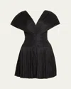 Simkhai Womens Black Avarie Pleated Woven Mini Dress In Blue