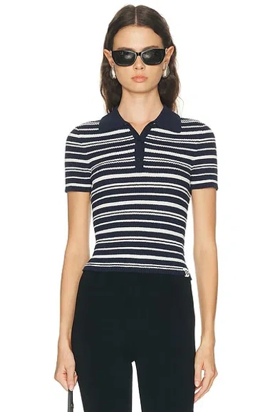 Simkhai Averie Knit Polo Top In Blue