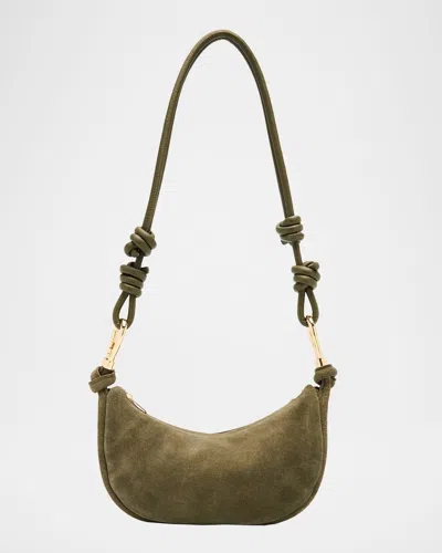 Simkhai Avery Crescent Suede Crossbody Bag In Green