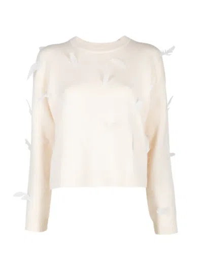 Simkhai Avrae Feather-embellished Sweater In Neutral