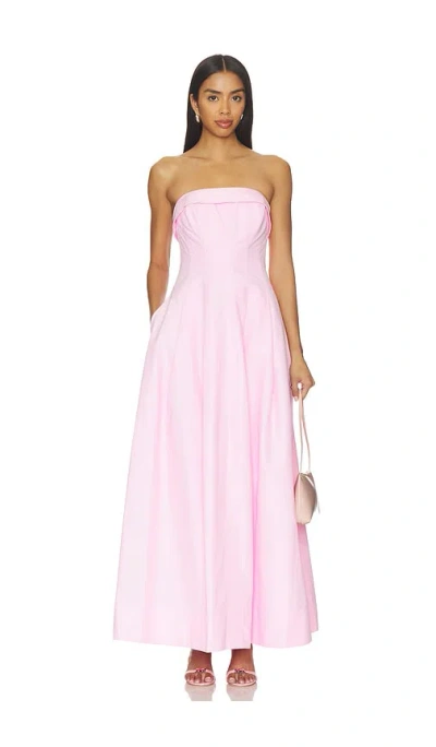 Simkhai Avril Strapless Pleated Cotton-blend Gown In Pink