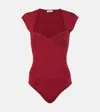 Simkhai Barbara Ribbed-knit Bodysuit In Red