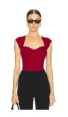 Simkhai Barbara Ribbed-knit Bodysuit In Burgundy