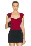 Simkhai Barbara Ribbed-knit Bodysuit In Cherry