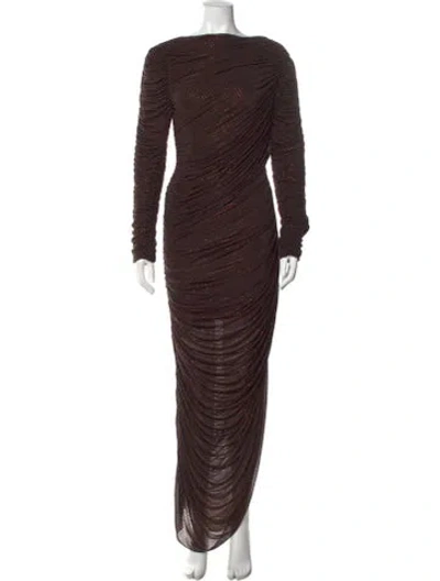 Pre-owned Simkhai Bateau Neckline Long Dress In Brown