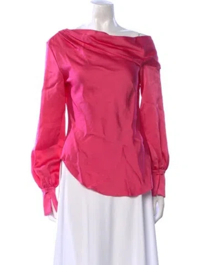 Pre-owned Simkhai Bateau Neckline Long Sleeve Blouse In Pink