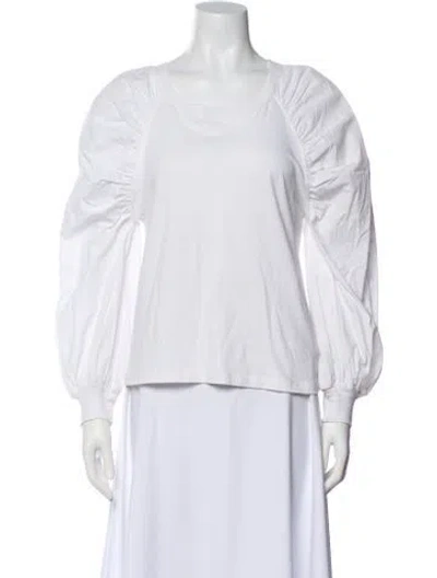Pre-owned Simkhai Bateau Neckline Long Sleeve Top In White