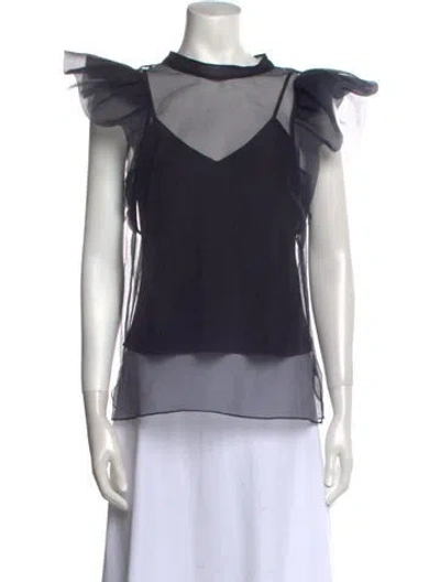 Pre-owned Simkhai Bateau Neckline Short Sleeve Blouse In Blue