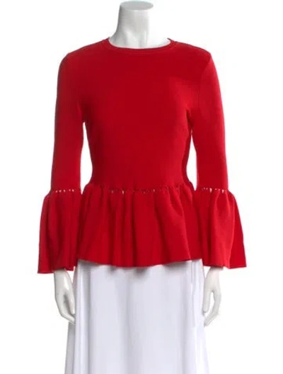 Pre-owned Simkhai Bateau Neckline Three-quarter Sleeve Blouse In Red