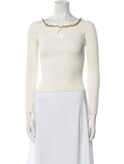 Pre-owned Simkhai Bateau Neckline Three-quarter Sleeve Crop Top In White
