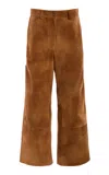Simkhai Bates Suede Straight-leg Pants In Brown