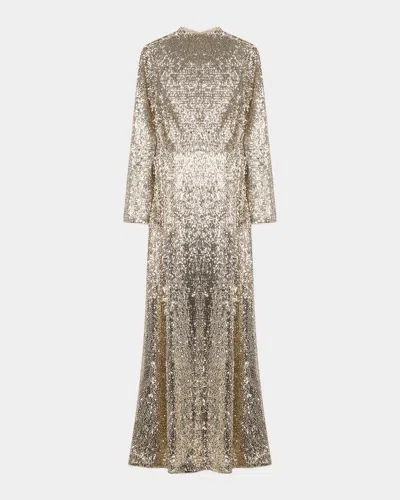 SIMKHAI BEATRICE SEQUINED LONG-SLEEVE GOWN