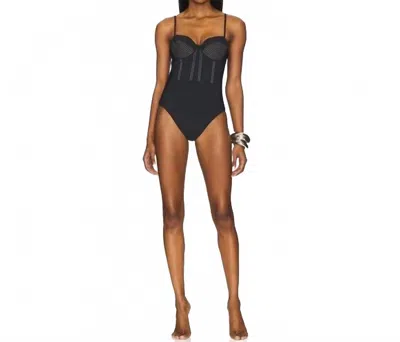Simkhai Beatrix Bustier One Piece Swimsuit In Black