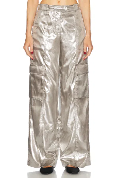 Simkhai Beatriz Wide Leg Cargo Pant In Silver