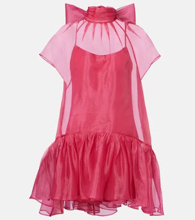 Simkhai Beaux Bow-detail Organza Minidress In Pink