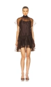 Simkhai Beaux Tiered Mini Dress In Brown