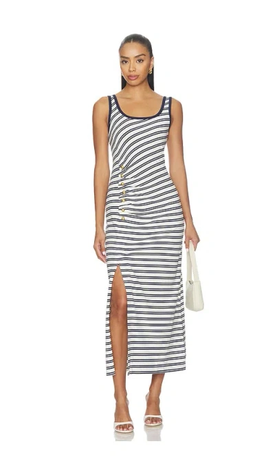 Simkhai Becker Cotton Jersey Midi Dress In Midnight Stripe In Black