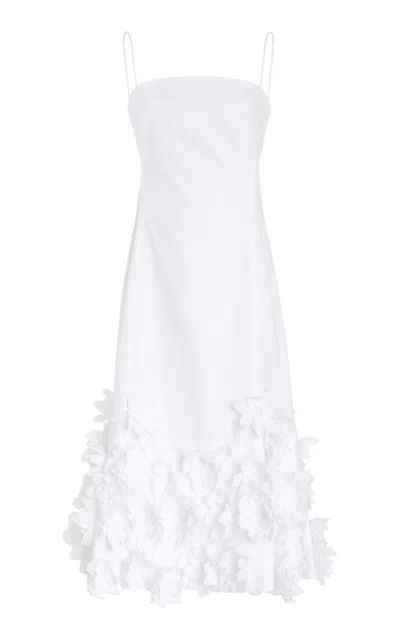 SIMKHAI BELLA FLORAL-APPLIQUÉD COTTON POPLIN MIDI DRESS