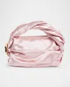 Simkhai Belle Ruched Satin Top-handle Bag In Pink