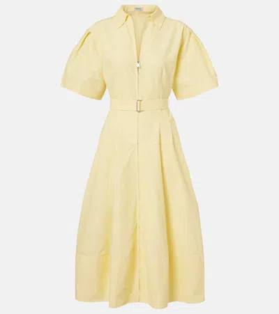 Simkhai Meridith Belted Short-sleeve Midi Dress In Yellow