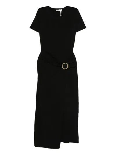 Simkhai Belted Draped Dress In Black