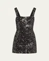 Simkhai Benson Sequined Bodycon Square-neck Mini Dress In Black