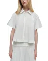 Simkhai Bernie Pleated Short-sleeve Shirt In White