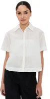 Simkhai Bernie Short Sleeve Pleated Shirt In White In White