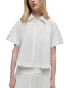 Simkhai Bernie Short Sleeve Pleated Shirt In White In White