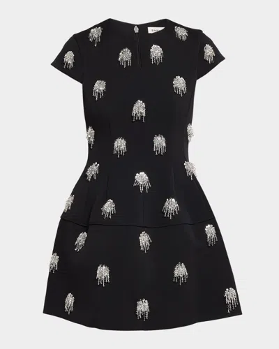 Simkhai Bethanie Beaded Fit-&-flare Mini Dress In Black