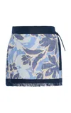 Simkhai Bethany Hydrangea-printed Linen Mini Wrap Skirt In Blue