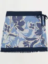 Simkhai Bethany Hydrangea-printed Linen Mini Wrap Skirt In Blue