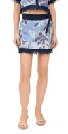 Simkhai Bethany Hydrangea-printed Linen Mini Wrap Skirt In Blue Hydrangea Floral