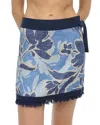 Simkhai Bethany Hydrangea-printed Linen Mini Wrap Skirt In Blue Hydrangea Floral