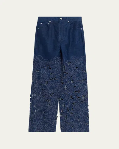Simkhai Betty Embroidered Straight-leg Jeans In Purple