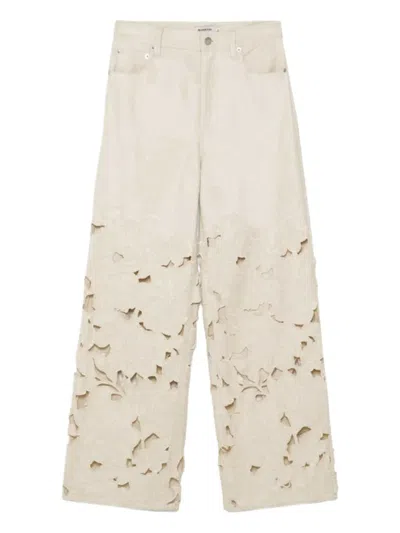 Simkhai Betty Floral-lace Jeans In Neutral
