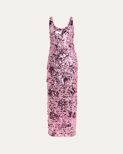 Simkhai Bex Sequined Maxi Tank Dress In Pink