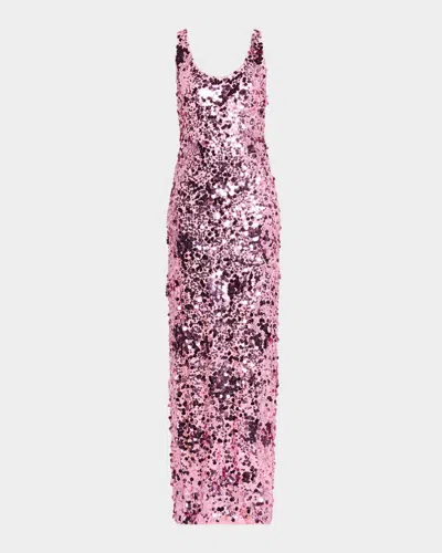 Simkhai Bex Sequined Maxi Tank Dress In Pink