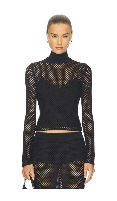 Simkhai Bexley Long Sleeve Top In Black