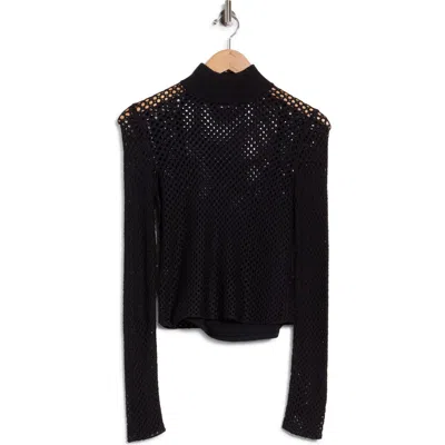 Simkhai Bexley Pointelle Mock Neck Top In Black