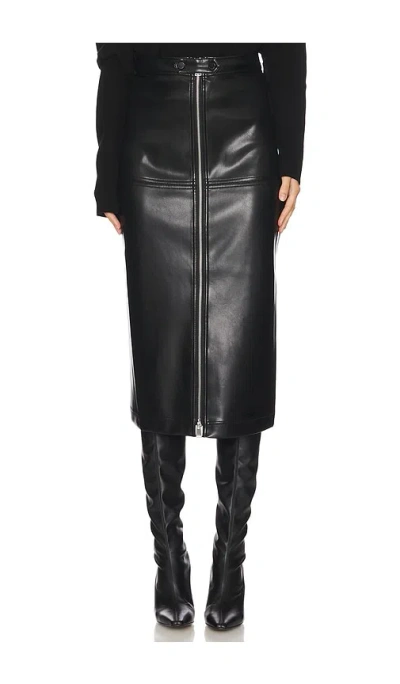 Simkhai Bianca Faux Leather Midi Skirt In 黑色