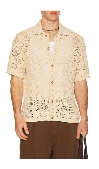 Simkhai Billy Beige Patterned Shirt In Nude