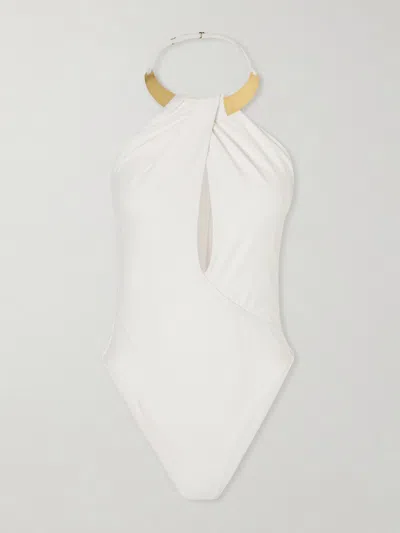 Simkhai Women's Bindi Draped One Piece Swimsuit In Ivory In White