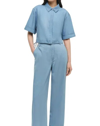 Simkhai Bishop Short Sleeve Top In Stratus In Blue