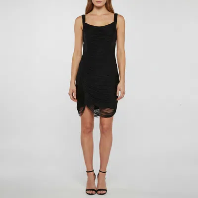 Pre-owned Simkhai Black Crepe Fringe Detail Dress M